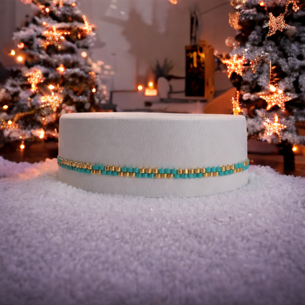 Golden Heart Beaded Bracelet