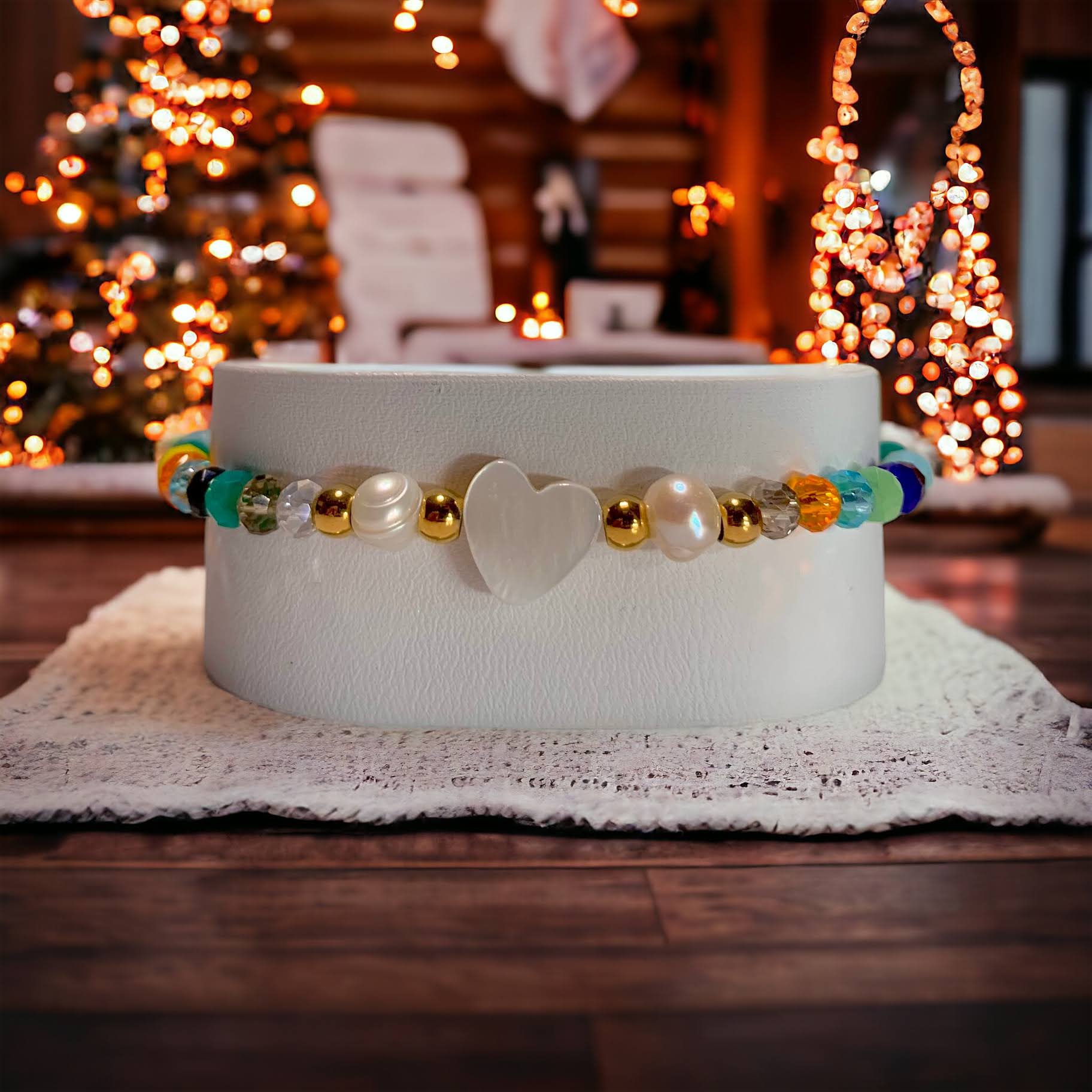 Golden Heart Beaded Bracelet