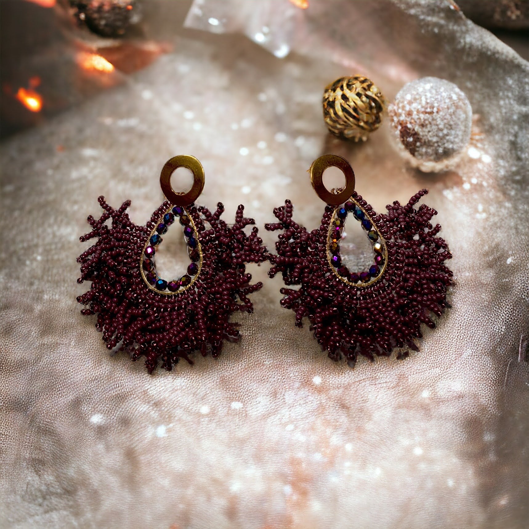 Crimson Aura Fringe Earrings